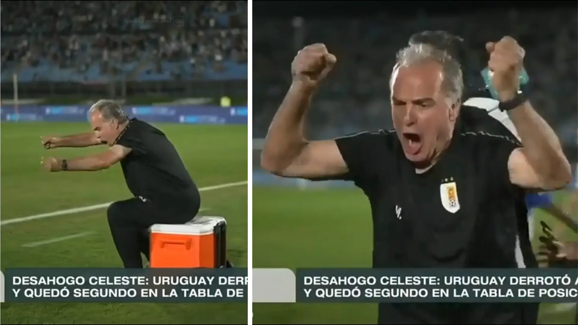 Marcelo Bielsa lets out rare ‘joyous’ celebration as Uruguay finally win after Luis Suarez bombshell interview