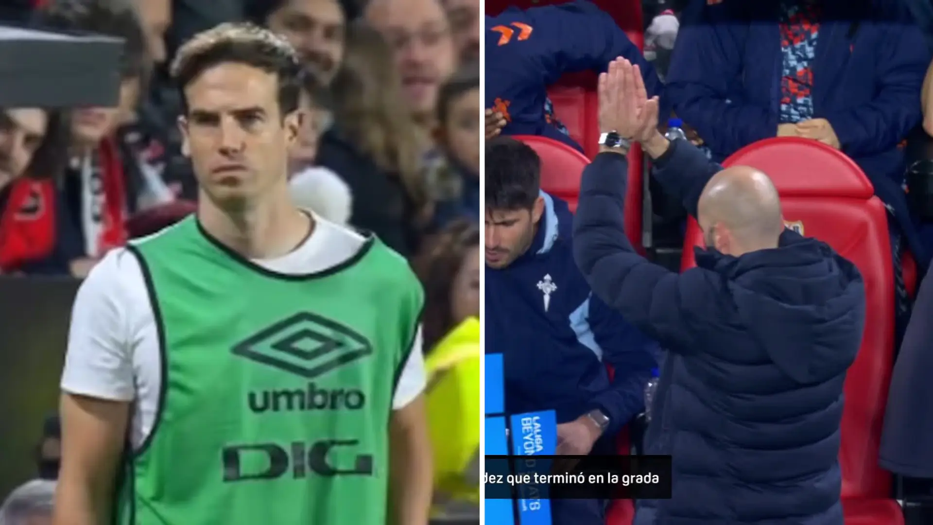 One manager forced to wear bib and another kicks bottle at fan in Rayo Vallecano vs Celta Vigo clash
